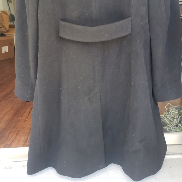 Larry Levine Design black wool & cashmere blend midi pea coat 10 - Picture 10 of 12